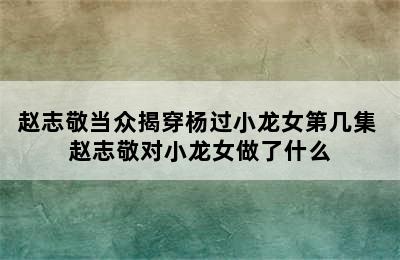 赵志敬当众揭穿杨过小龙女第几集 赵志敬对小龙女做了什么